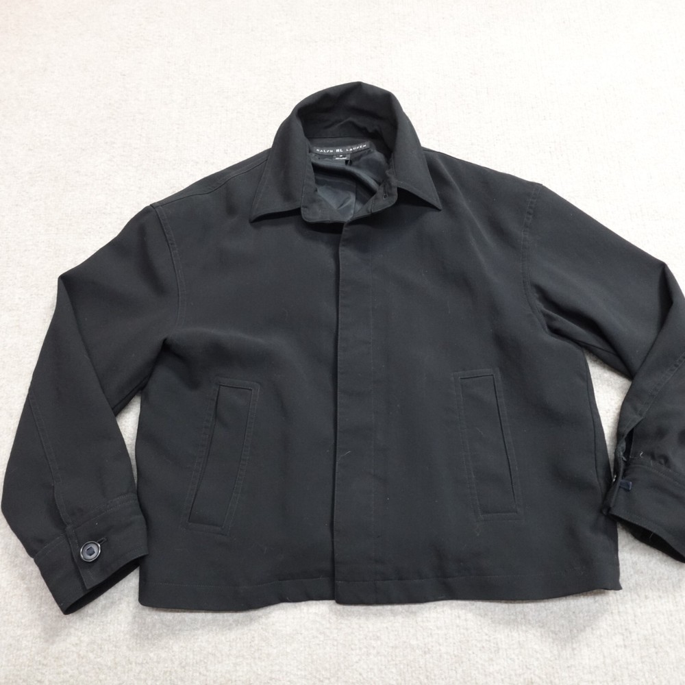 Ralph Lauren Womens Jacket 8 Black Solid Wool Button Front Hidden Placket