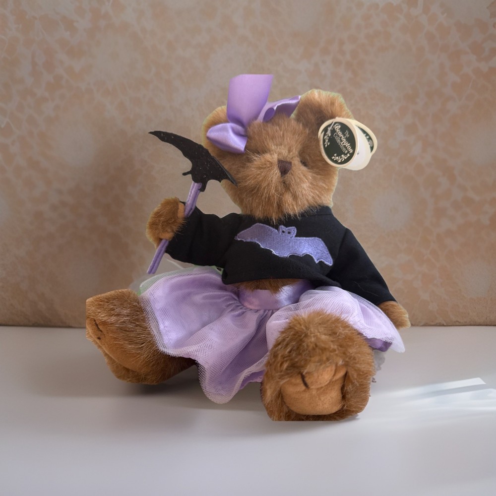 Bearington Collection Batty Maddie Jointed Bear Halloween Bats Purple Skirt