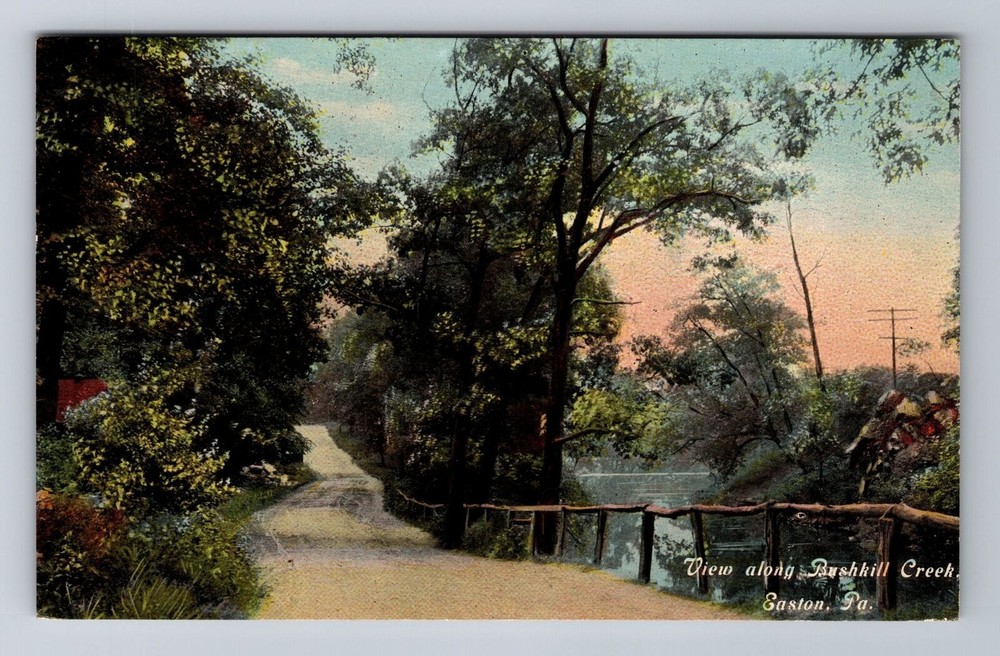 Easton PA-Pennsylvania, Along Bushkill Creek, Antique Vintage c1912 Postcard