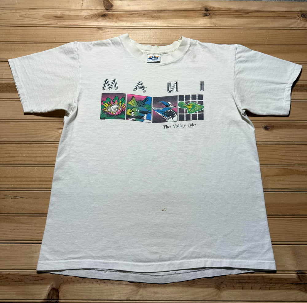 Vintage 80s 90s Maui The Valley Isle Hawaii Island Travel Souvenir Shirt - Large