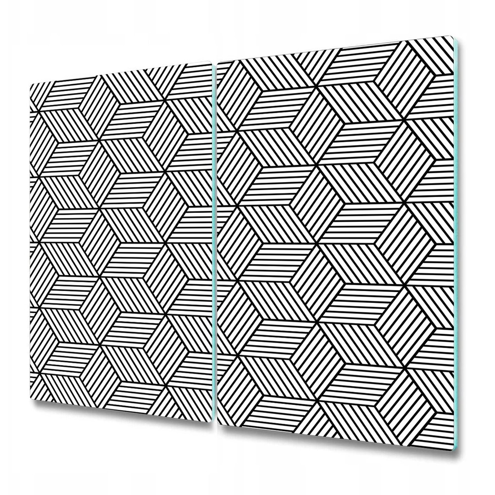 Glass Surface Protector Worktop saver Geometric cubes white and black 2x30x52