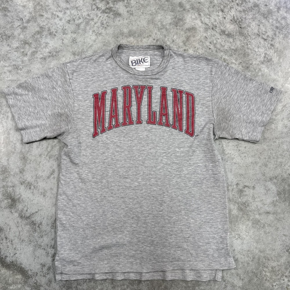 Vintage Maryland Shirt Mens Medium Gray Bike Made USA College Tee 90s Athletic