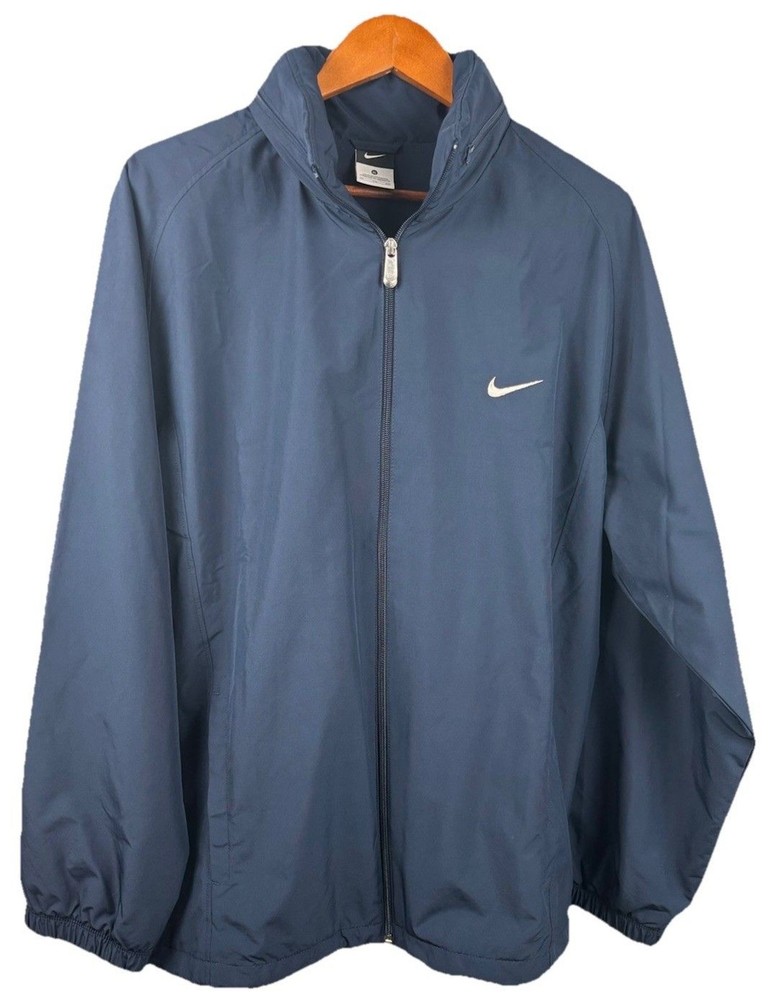 Nike Hooded Track Jacket Navy Blue Mens XL Full Zip Lightweight Lined 400299