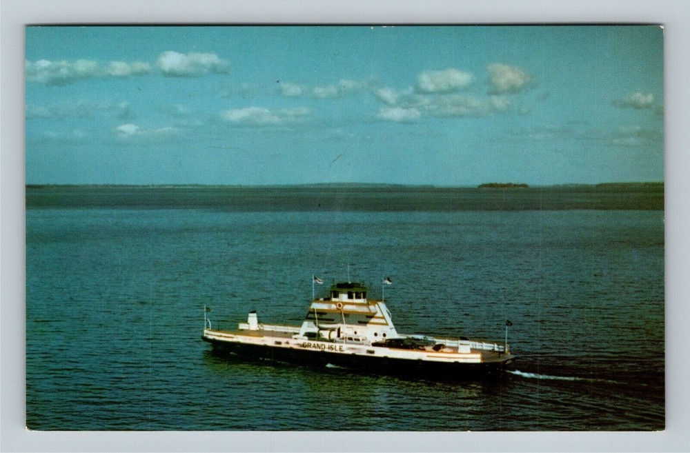Plattsburg, 1953 Grand Isle Auto Ferry, Lake Champlain Vintage New York Postcard