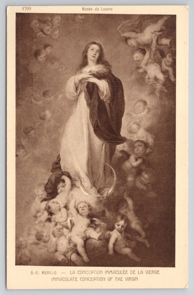 Murillo Immaculate Conception Virgin Mary Louvre Paris Art Postcard c.1910
