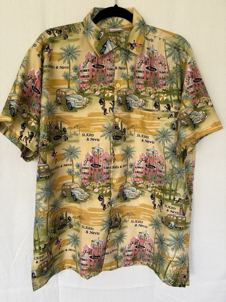 Rima Caribbean Shirt Size L Short Sleeve Button Up tropical