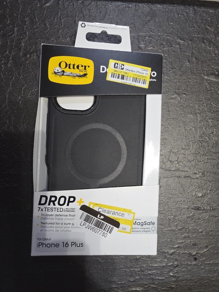 OtterBox iPhone 16 Plus Defender Pro Series Case with MagSafe - Black: Plastic,