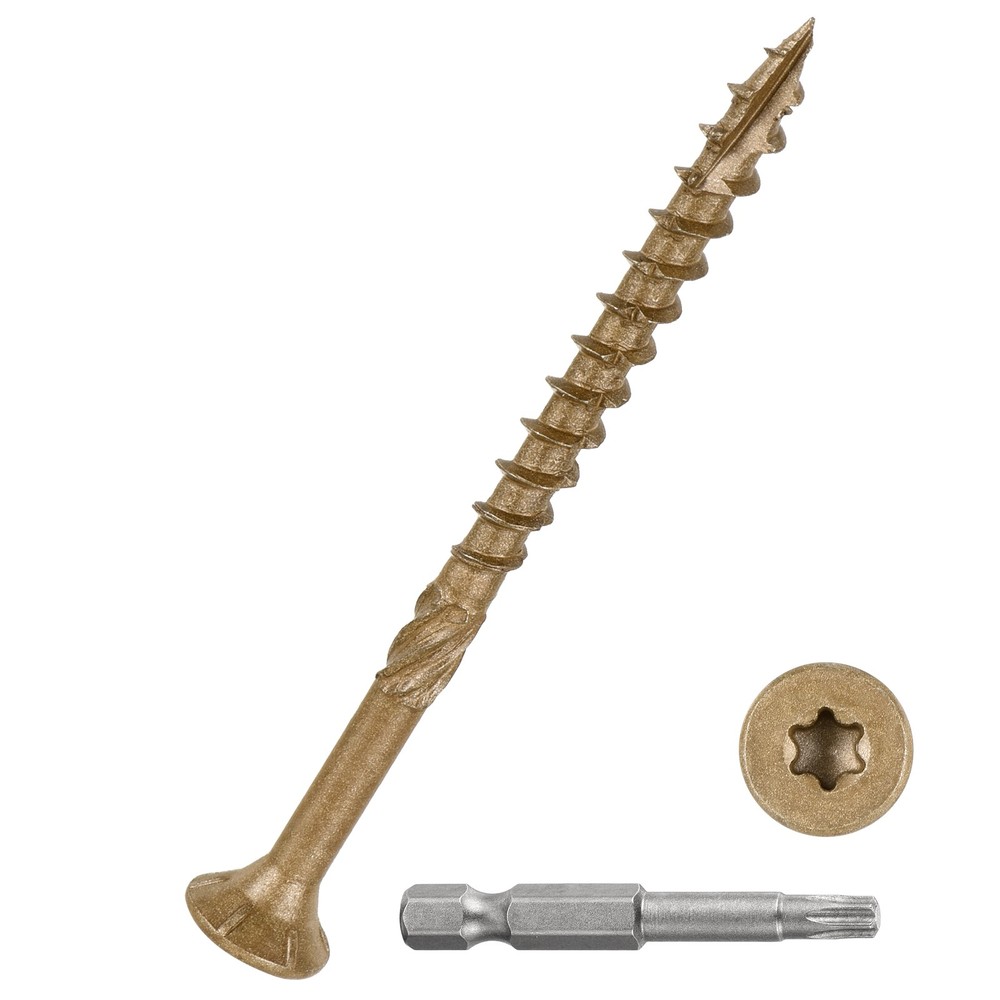 9x2-1/2 Inch Deck Screws 150 Pack Carbon Steel T25 Star Bit Tan