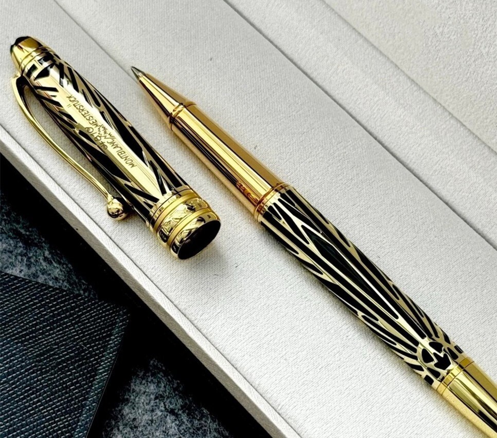 Deluxe Centenary Metal Series Black - Gold Color 0.7mm Rollerball Pen No Box
