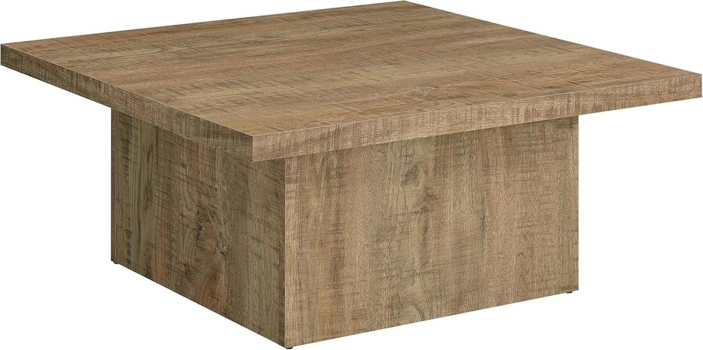 Square Cocktail Coffee Table, Rustic Farmhouse Mango Brown, Engineered Wood