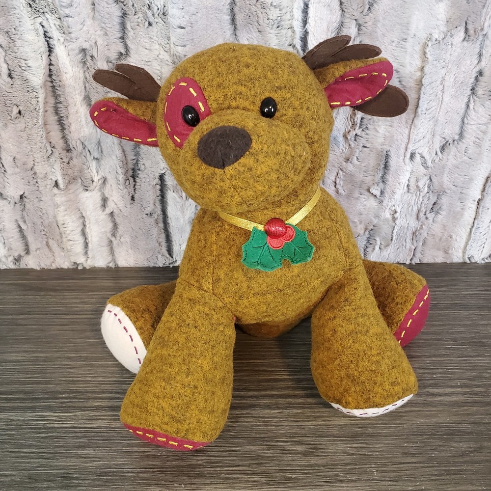 Aurora Brown Felt Reindeer Plush W/ Accent Patches 11