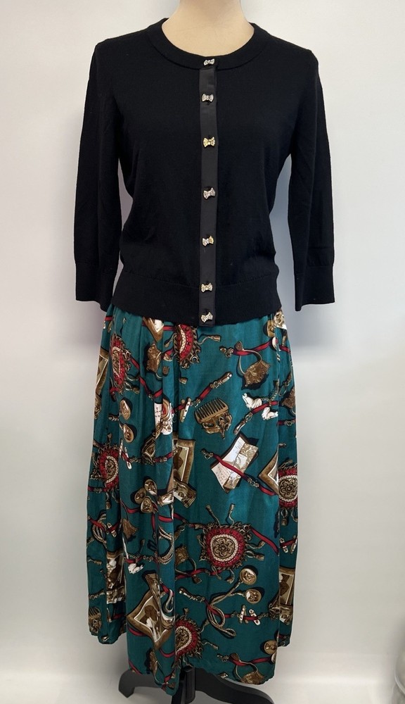 Vintage 80s Chaus Skirt Sz 16 Equestrian Hunting Novelty Print Preppy Old Money