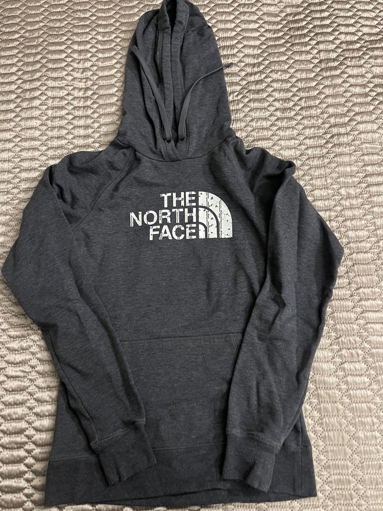 The North Face Womens Gray Heather Fleece Pockets Pullover Hoodie Size Small