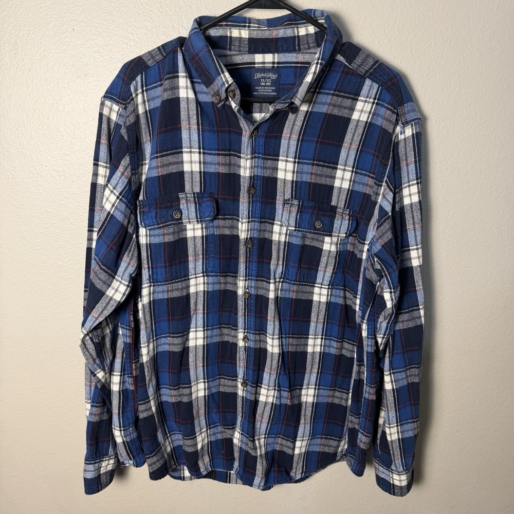 Faded Glory Flannel Mens Blue Xl Shirt