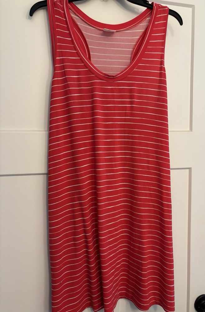 SOMA Red/White Striped Scoop Neck Racerback Pullover Tank Top L