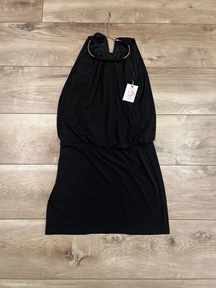 Jessica Simpson Women's Dress SIZE 10 with Tags Black Dress, Gold neck line
