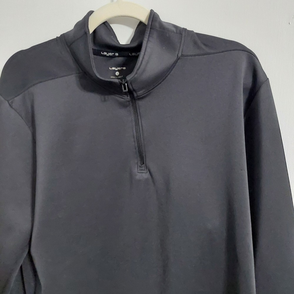Layer 8 Men's 1/4 Zip Pullover Mock Neck Quick Dry Black Long Sleeve L