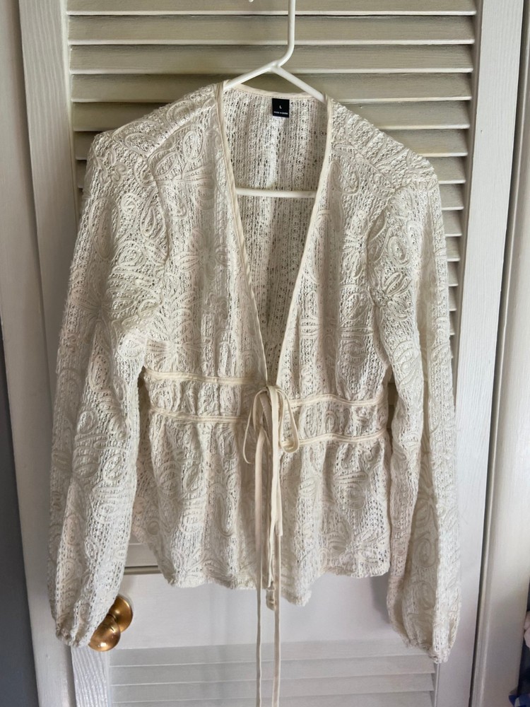 Shein 2-Piece Cream Lace/Cardigan Cover-Up with matching lined shorts