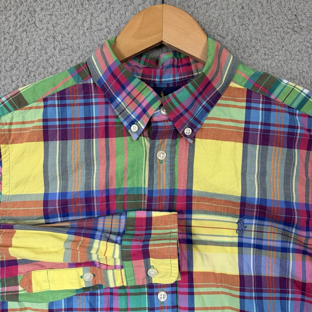 Polo Ralph Lauren Shirt Boys Large 14-16 Plaid Colorful Long Sleeve Button Down