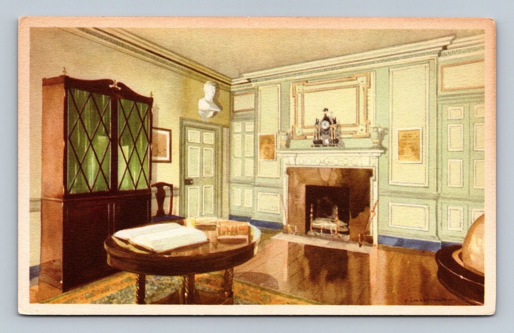 1934 Mount Vernon Library George Washington Postcard Vintage USA
