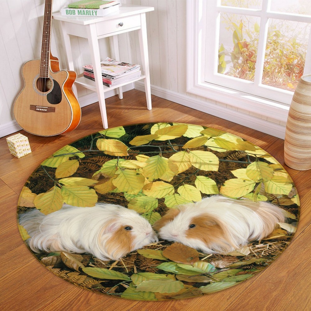 3D Cute Hamster Leaves O1611 Animal Non Slip Rug Mat Elegant Photo Carpet Fay