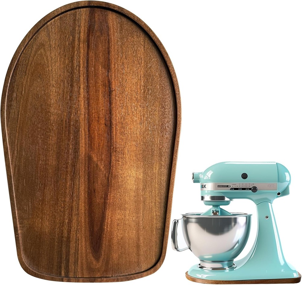 Acacia wood mixer sliding pad for kitchen appliances tray-image