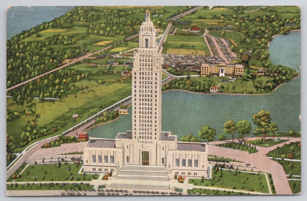 Baton Rouge LA Louisiana State Capitol Linen Postcard E. C. Kropp Co.
