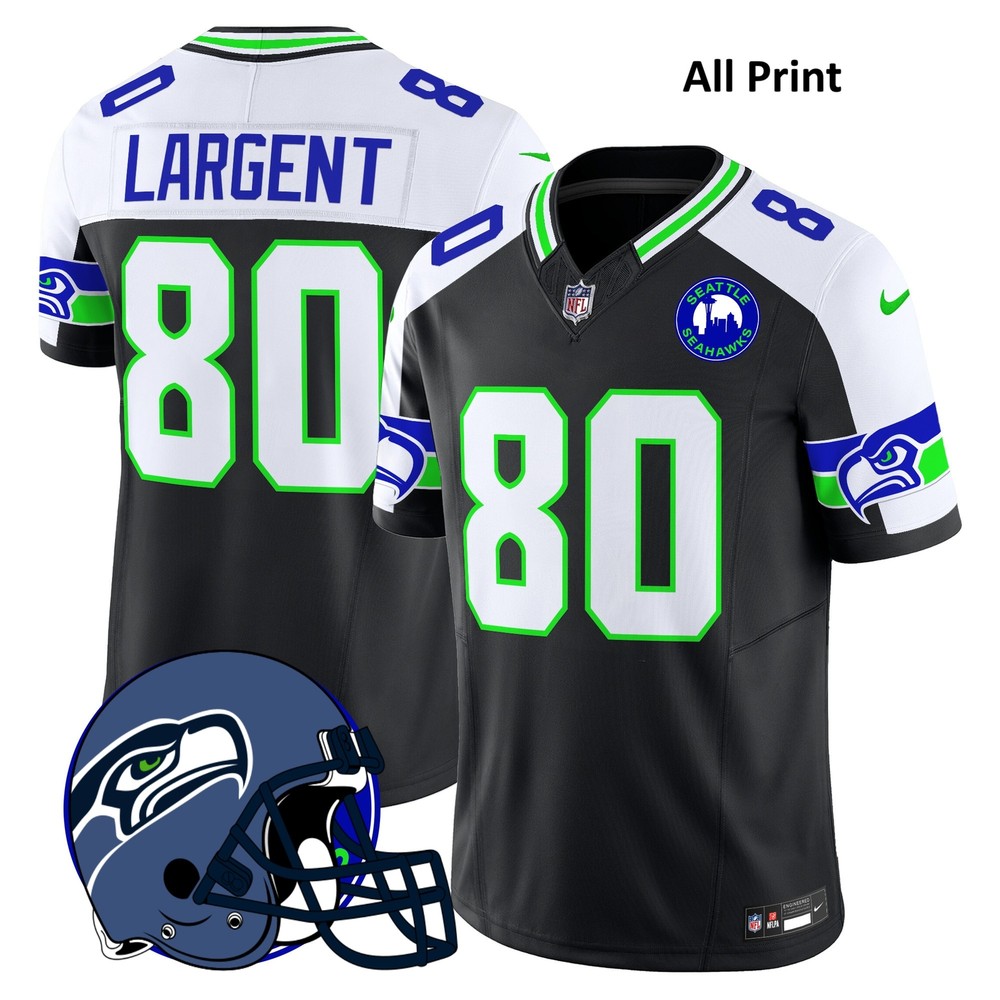 Seahawks 2024 Seattle City Patch #80 Steve Largent Football Jersey All Print
