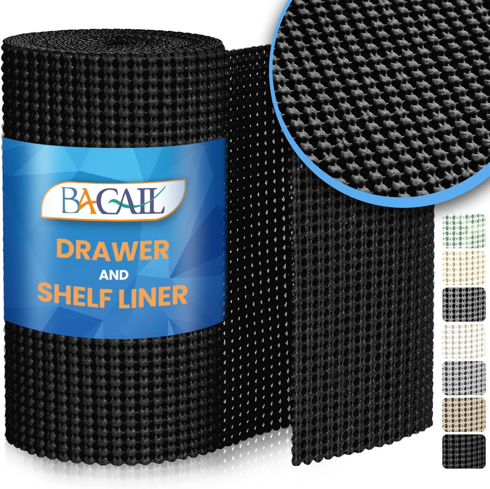 BAGAIL Non-Adhesive Shelf Liner, Thick Strong Grip Drawer Liners for Kitchen Cab
