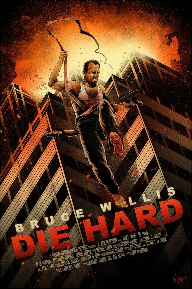 Die Hard by JP Valderrama 16/150 24” x 36” Screen Print Movie Art PosterEdition # 16 of 150, 24” x 36” Size, New