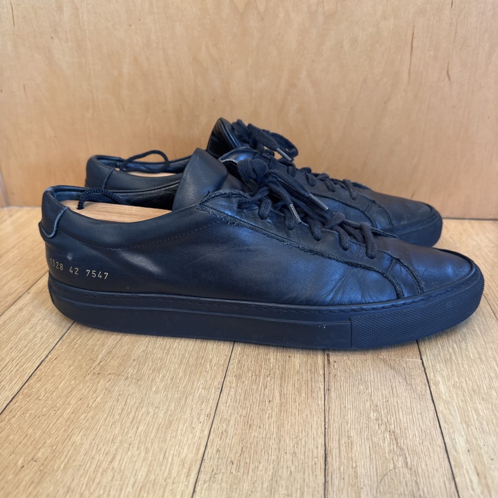 Common Projects Achilles Leather Black Low Retro Sneakers Men Sz 42 US 9-image