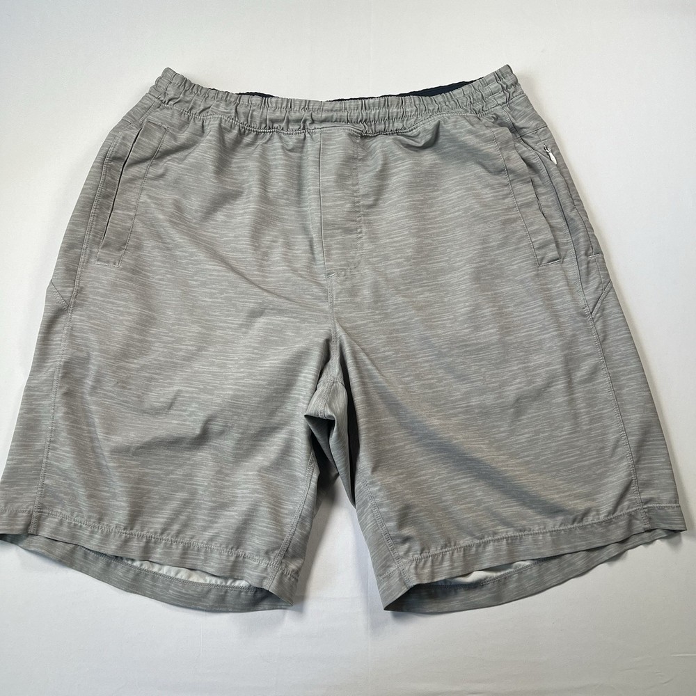 Birddogs Men's XL Long Gray Shorts Drawstring Lined Athletic Zip Pockets Stretch
