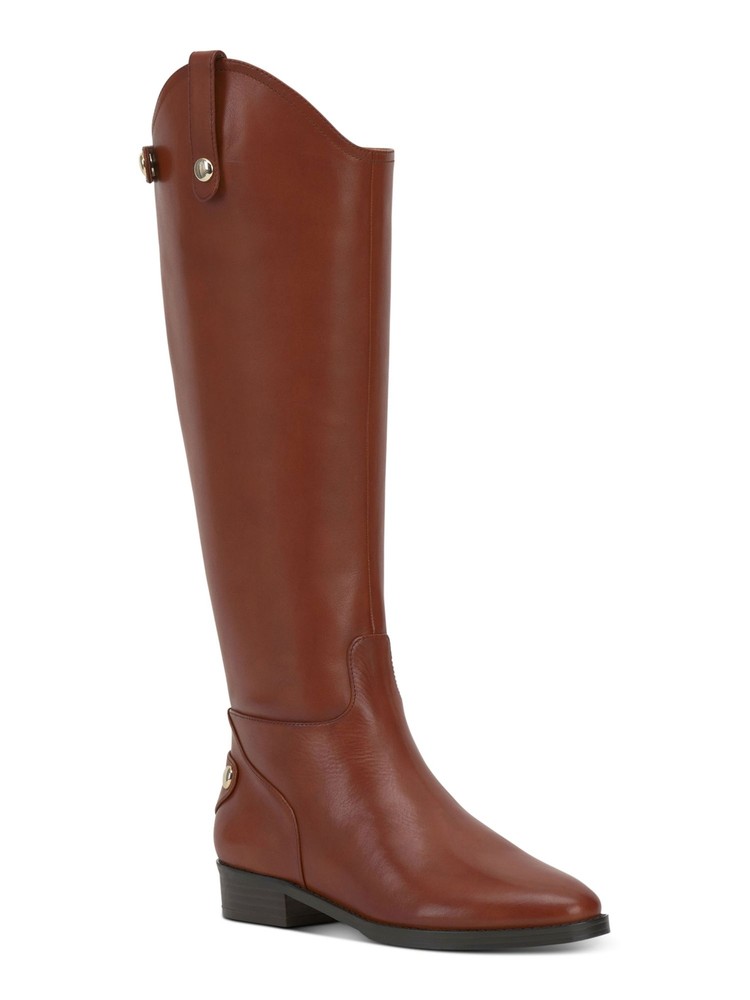 INC Womens Brown Pull Tab Aleah Toe Stacked Heel Leather Riding Boot 7 M