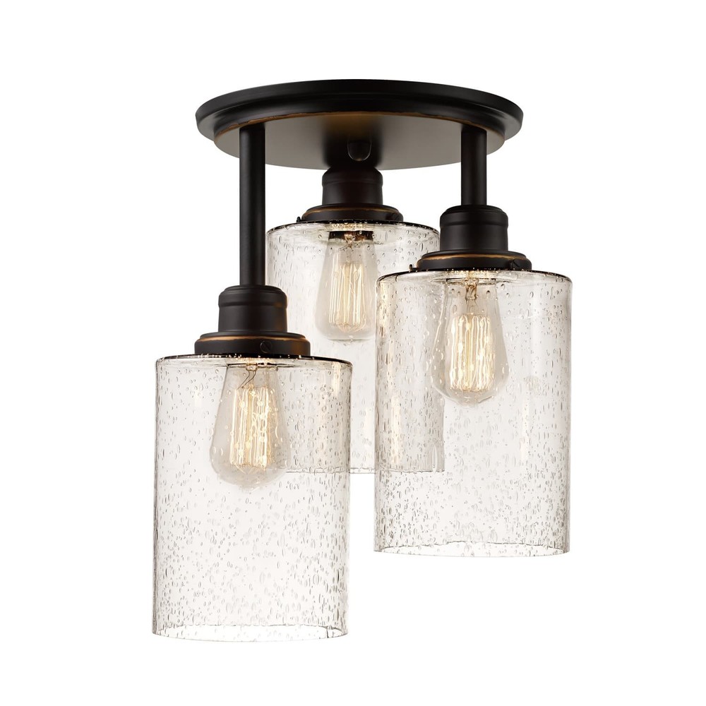 Bellevue GCF6859 3-Light 13-Inch Bronze Semi-Flush Mount Ceiling Light