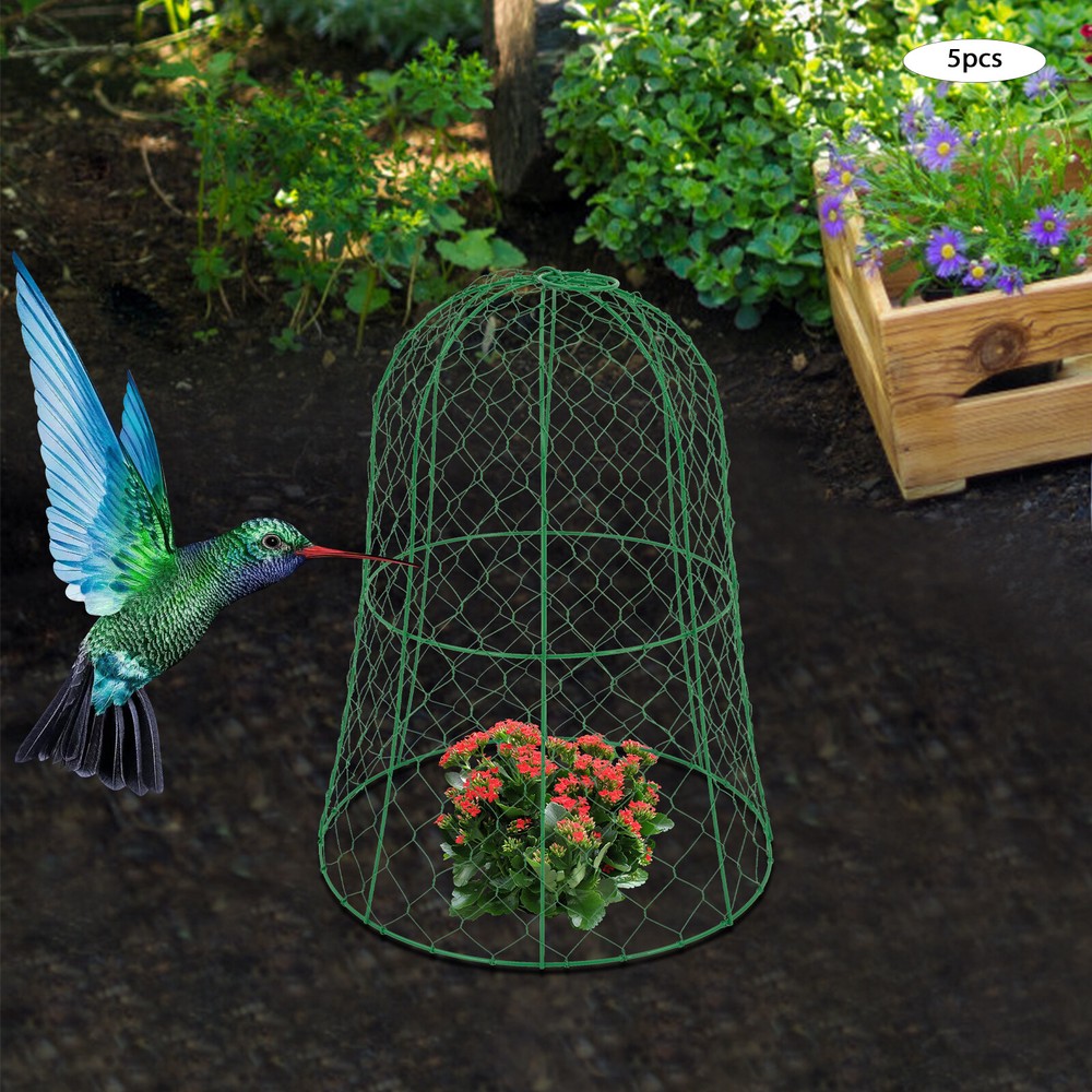5 Pack Garden Chicken Wire Cloche 15.7x13 Inches Black Plant Protector Cover