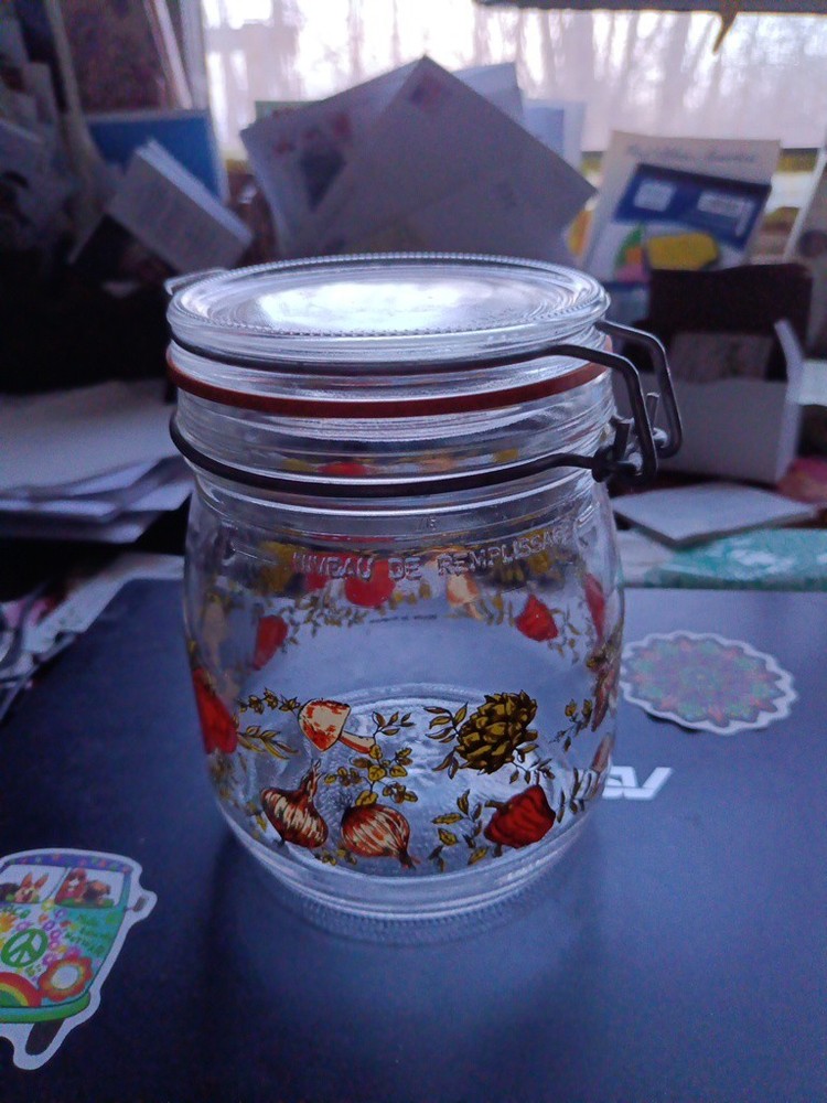 Vintage ARC France ¾ L Glass Jar Canister Container 