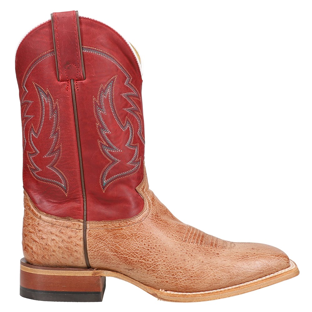 Justin Boots Mclane Smooth Ostrich Embroidered Square Toe Cowboy Boots for Men
