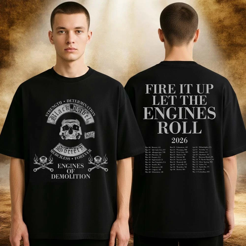 Black Label Society 2026 Engines Of Demolition Black Tour Two Sides T-Shirt