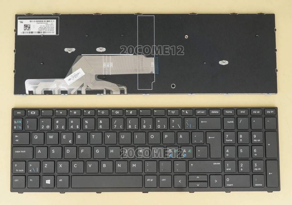 For HP ProBook 450 G5 455 G5 470 G5 Keyboard No Backlit Nordic Scandinavian ND *