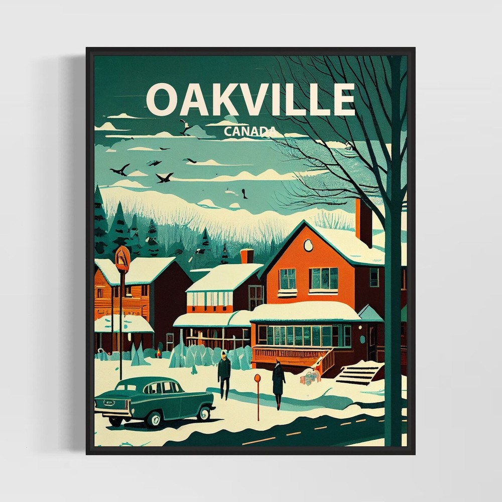 Oakville Canada Retro Art Print Oakville Wall Art Illustration Oakville Vintage