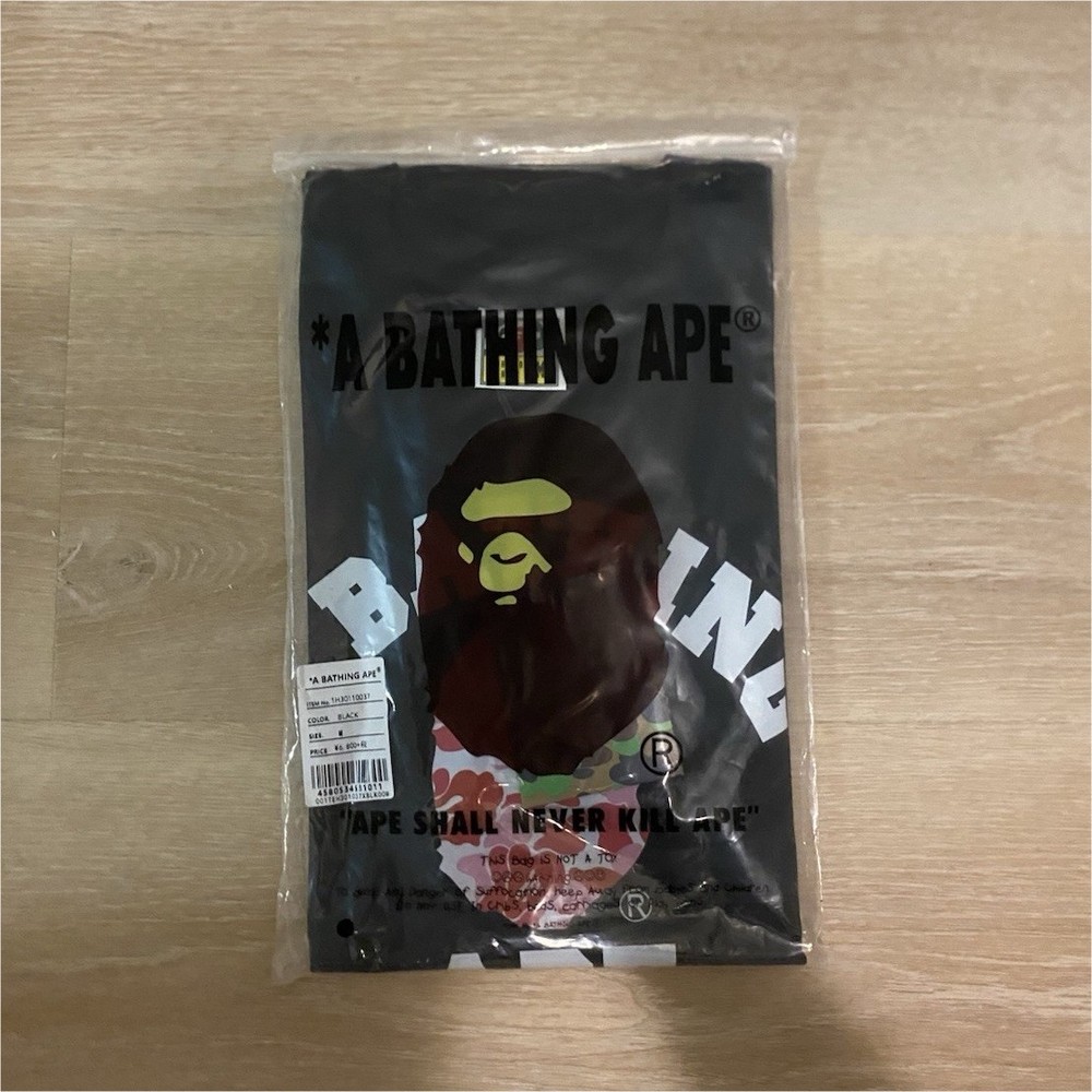 A Bathing Ape Black Camouflage Logo Cotton Jersey Men's T-Shirt Size M