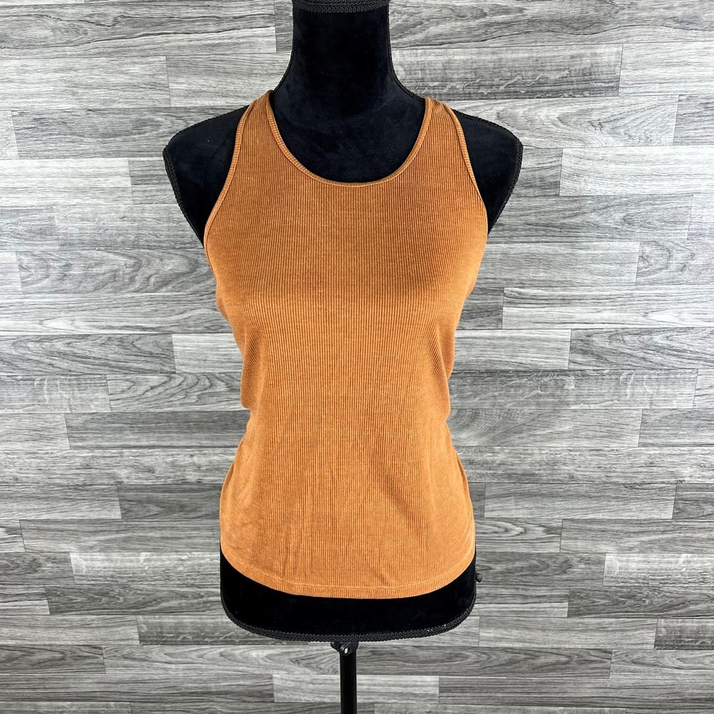 PRANA Halter Tie Neck Open Back Orange Basic Tank Top Women's Size Medium