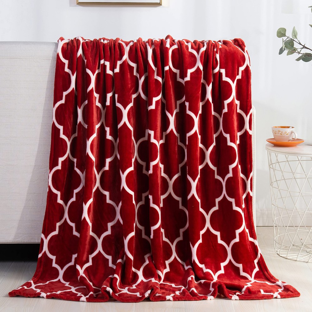 Luxury Velvet Super Soft Light Weight Blanket Prints Fleece Year Round Home D...