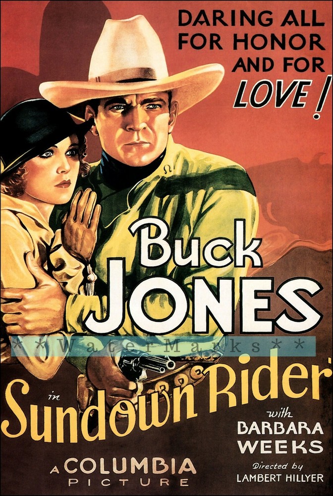 Buck Jones In Sundown Rider 1932 Western Film Vintage Poster Print Retro Style