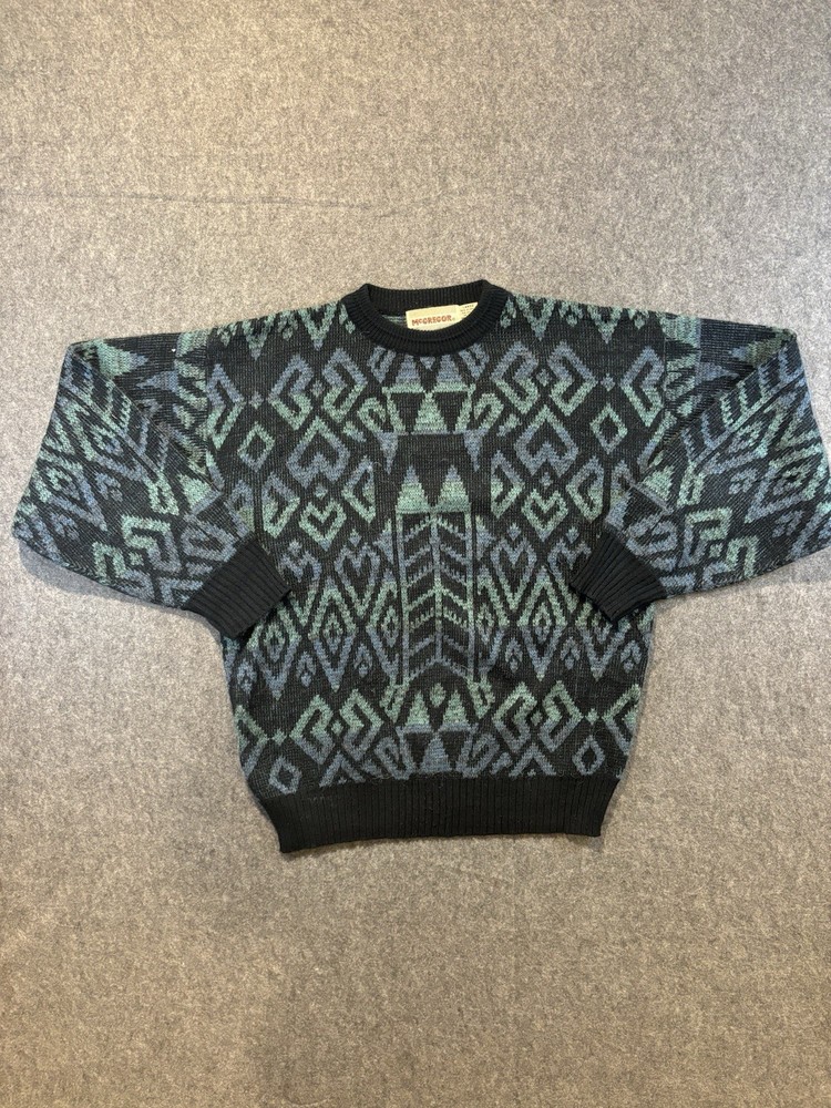 McGregor Men's Vintage 90s Knit Sweater Size Large Geometric Pattern Crewneck
