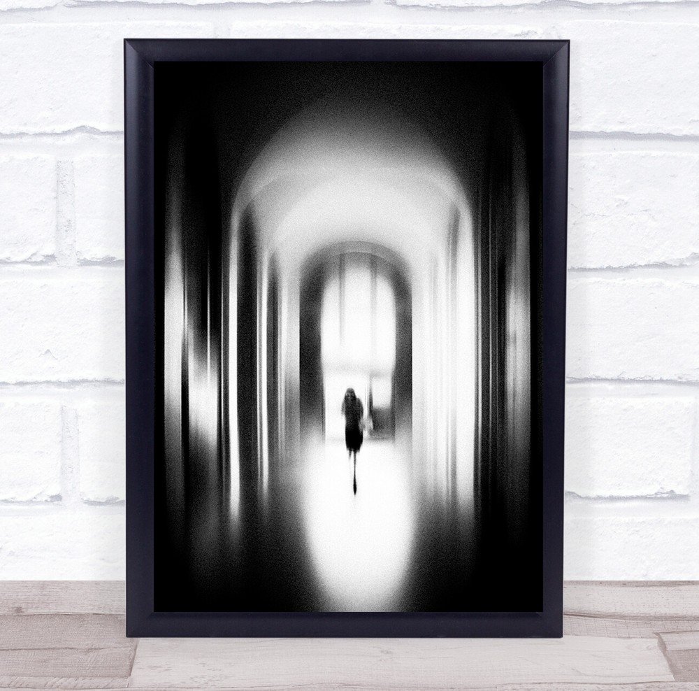 Vancouver Street Black and white Woman From Light Wall Art Print