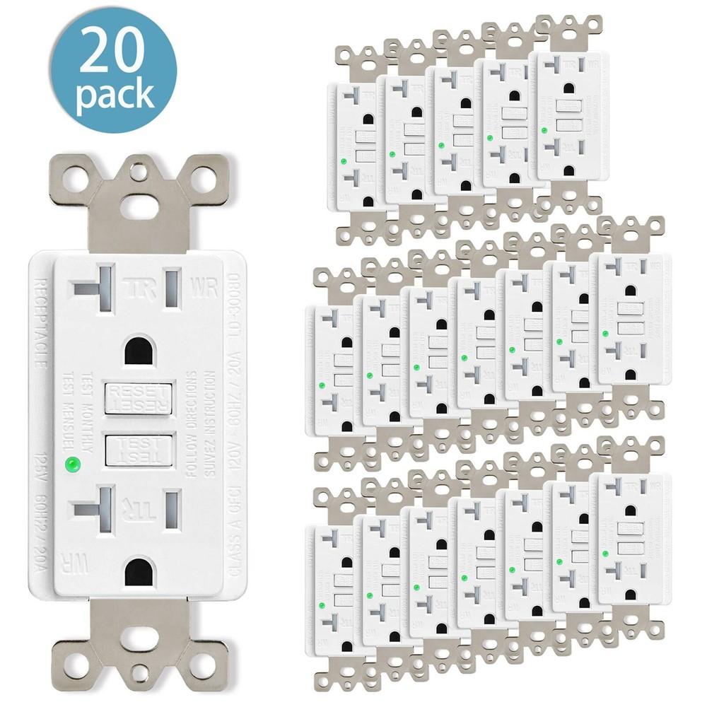 20Amp GFCI GFI Outlet Receptacles Tamper/Weather Resistant/ETL/Wall Plate 20Pack
