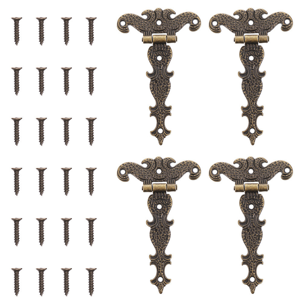4pcs Wrought Iron Cabinet Hinge Decorative T Hinges Hinges Furniture