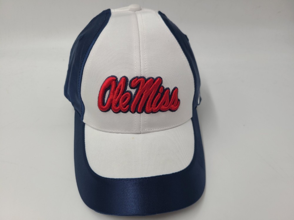 Ole Miss Rebels Nike Flex Fitted S-M NCAA Hat in White and Blue for Men and Women