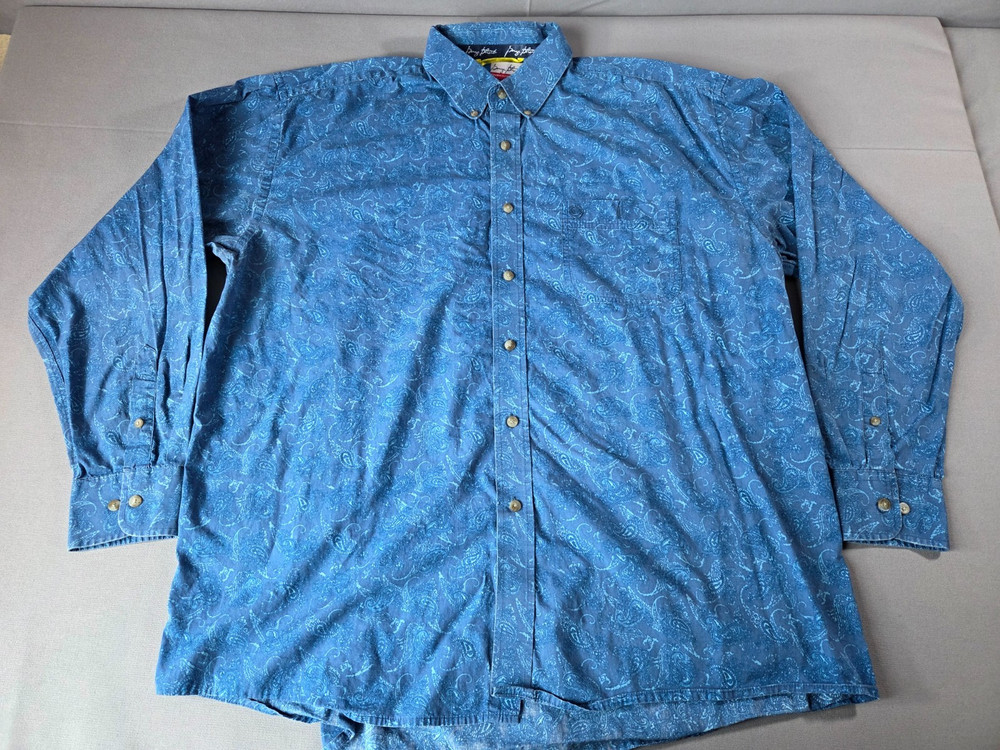 Wrangler George Strait Shirt Mens XL Blue Paisley Western Button Up